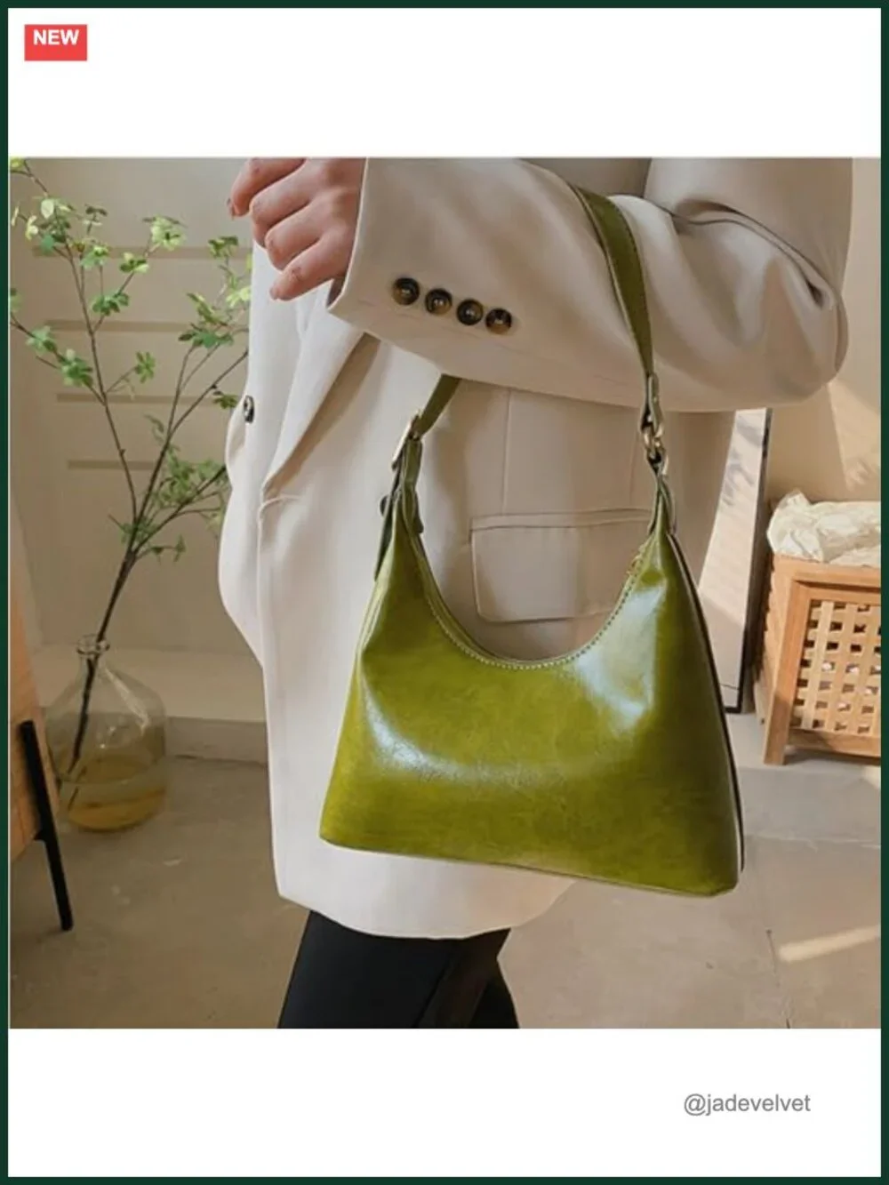 Vegan Leather Shoulder Bag Retro Hobo Underarm Purse with Zipper